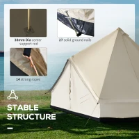 Outsunny 16.4' Large Family Teepee Tent Canvas Bell Tent Camp Shelter for Camping Hunting Beige(m-4)