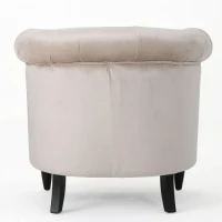 Velvet Accent Club Chair with Diamond Tufting & Nailhead Trim, Single Sofa Chair for Living Room, Champagne(m-9)