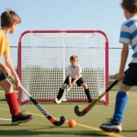 Soozier Hockey Net, Easy Set Up Hockey Goal with Steel Frame, PE Mesh, Outdoor Hockey Training Equipment for Garden, Backyard(m-9)