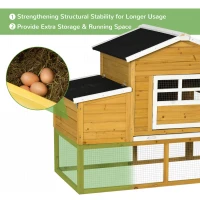 PawHut 79" Wooden Chicken Coop, Outdoor Hen House, Poultry Habitat with Removable Tray, Nesting Box, Run, Ramp(m-9)