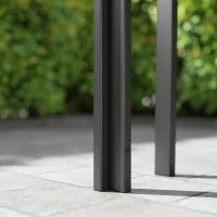 Outsunny Rectangular Outdoor Dining Table, 4-Seat Patio Table with PE Rattan Wicker Tabletop for Backyard and Lawn, Grey(m-10)