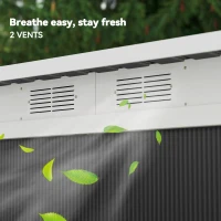 Outsunny 9x4 Outdoor Storage Shed Galvanized Steel Garden Shed with Foundation Kit, Ventilation & Doors, Dark Grey(m-8)