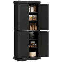 HOMCOM 72.5" Freestanding Kitchen Pantry Cabinet with 4 Doors, Black(m-2)