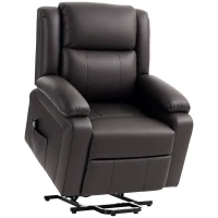 HOMCOM Lift Chair for Seniors, PU Leather Upholstered Electric Recliner Chair with Remote, Side Pockets, Quick Assembly, Brown(m-11)