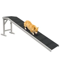 PawHut Pet Ramp, Dog Bed Steps with Non-slip Carpet, Top Platform, 74" x 16" x 25", White(m-11)