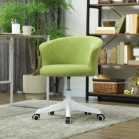 Vinsetto Armless Office Chair, Fluffy Computer Desk Chair with Adjustable Height, Swivel Wheels, Mid Back, Light Green(m-8)