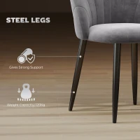 HOMCOM Armless Dining Chairs with Curved Backrest, Velvet-feel Accent Chairs for Kitchen, Living Room, Guest Room, Grey(m-5)