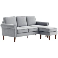 HOMCOM L Shape Sofa, Modern Sectional Couch with Changeable Chaise Lounge, Wooden Legs, Corner Sofa for Living Room, Grey(m-11)