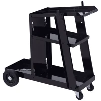DURHAND 3 Tier Welding Cart Welder Trolley Garage Welding/Plasma Cutter Cart for Tanks Gas Bottles w/ Safety Chain Black(m-2)