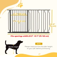 PawHut 30"- 57" Easy Install Pet Gate w/ Door & Double Locking System, Extra Wide Dog Gate for Stairs, Hallways, Black(m-3)