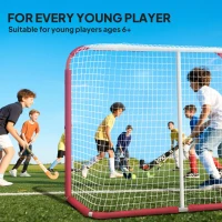 Soozier Hockey Net, Easy Set Up Hockey Goal with Steel Frame, PE Mesh, Outdoor Hockey Training Equipment for Garden, Backyard(m-6)