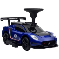 Qaba 6V Maserati GT2 Licensed Electric Car for Kids, Ride on Car with Under Seat Storage, LED Headlights Music, Blue(m-11)