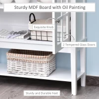 HOMCOM Modern Sideboard Buffet Cabinet Wood Console Table with Glass Doors Kitchen Dining Room Furniture White(m-5)