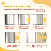 PawHut 30"- 57" Easy Install Pet Gate w/ Door & Double Locking System, Extra Wide Dog Gate for Stairs, Hallways, Black(m-4)