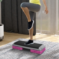 Soozier 43" Adjustable Aerobic Platform Stepper 3 Level with Risers 4” 6” 8” Cardio Fitness Trainer Workout Step Home Gym Exercise, Black Purple