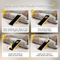 PawHut 33" Foldable Dog Ramp with 4-Level Adjustable Height for Bed, Couch, for Small and Medium Dogs, Natural Wood(m-10)