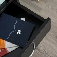 HOMCOM 24" Small Filing Cabinet with Open Compartment, Drawer and Wheels, Home Office Storage Cabinet, Black(m-10)