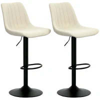 HOMCOM Adjustable Barstools Set of 2, Swivel Bar Stools with Back and Footrest for Kitchen Island Counter, Beige(m-11)