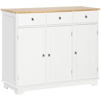 HOMCOM Modern Sideboard, Buffet Cabinet with Storage Cabinets, Drawers and Adjustable Shelves for Living Room, White(m-2)