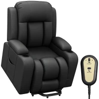 HOMCOM Electric Lift Chair for Elderly, Power Recliner with Footrest, Remote Control, Cup Holders for Living Room, Grey(m-2)
