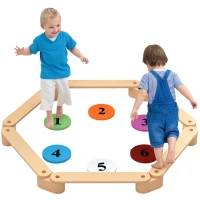 Qaba 6 PC Wooden Balance Beam for Kids, for Coordination, for Indoor Outdoor(m-11)
