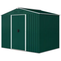 Outsunny 8' x 6' Garden Storage Shed, Metal Tool Shed with Lockable Sliding Doors Vents for Backyard Patio Lawn Gardens, Green(m-2)