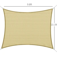 Outsunny Rectangle 10' x 13' Canopy Sun Sail Shade Garden Cover UV Protector Outdoor Patio Lawn Shelter with Carrying Bag (Sand)(m-3)