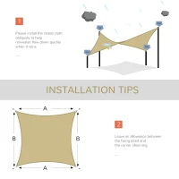 Outsunny Rectangle 10' x 13' Canopy Sun Sail Shade Garden Cover UV Protector Outdoor Patio Lawn Shelter with Carrying Bag (Sand)(m-6)