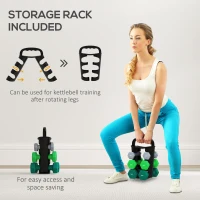 Soozier 40 LBS Hex Dumbbell Set with Vertical Rack, Adjustable Dumbbells, Hand Weights for Home Gym Strength Training, Green(m-5)