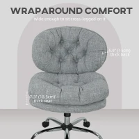 HOMCOM Computer Desk Chair, Armless Office Chair with Wide Padded Seat and Adjustable Height, Tilt Function, Grey(m-4)