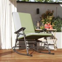 Outsunny Folding Rocking Chair Set, Oversized Outdoor Rocking Chair with 400 lbs Capacity, Wide Seat, Padded High Back, Green(m-10)