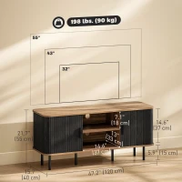 HOMCOM TV Stand Cabinet for TVs up to 55 Inches, TV Unit with Storage Shelves and Cabinets for Living Room, Black(m-3)