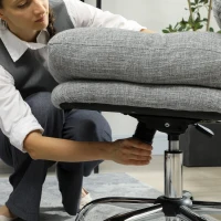HOMCOM Computer Desk Chair, Armless Office Chair with Wide Padded Seat and Adjustable Height, Tilt Function, Grey(m-10)