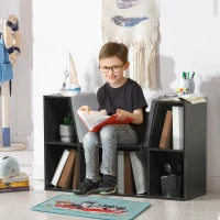 HOMCOM Kids Bookcase Toy Chest Kids Cabinet Storage Organizer Children Display Shelf for Toys Clothes Books Bedroom, Brown(m-1)