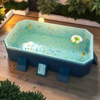 Inflatable PVC Swimming Pool with Easy Storage and Installation, Durable Design, Quick Water Management, 82.5" L x 54" W x 19.5" H, Blue(m-9)