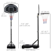 HOMCOM Basketball Hoop and Stand with Weight Base and Wheels, 5.2-6.9ft Height Adjustable, Black(m-3)