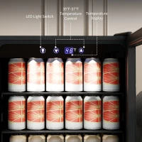 HOMCOM 160 Can Beverage Fridge 4.4 Cu.Ft. Beer Fridge with Double-Layer Glass Door Adjustable Shelves for Beer Soda Drink Wine(m-7)