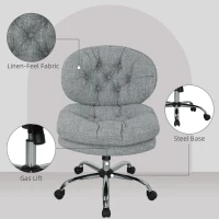 HOMCOM Computer Desk Chair, Armless Office Chair with Wide Padded Seat and Adjustable Height, Tilt Function, Grey(m-5)