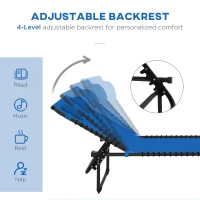 Outsunny Foldable Chaise Lounge, 4-Position Reclining Back, Trifold Portable design and Breathable Mesh for Poolside,Camping, Hiking - Navy Blue(m-4)