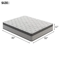 12" Queen Diamond Innerspring Hybrid Mattress with Cooling Gel Memory Foam, Pressure Relief, Motion Isolation, 80" L x 60" W x 12" H, Gray(m-3)