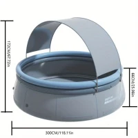 118" Outdoor Inflatable Swimming Pool with 3-Ply PVC Construction, 2000 Gallon Capacity, Fits Up to 7 People, 118" L x 118" W x 68" H, Aqua Grey(m-3)