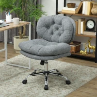HOMCOM Computer Desk Chair, Armless Office Chair with Wide Padded Seat and Adjustable Height, Tilt Function, Grey(m-8)