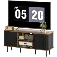 HOMCOM TV Stand Cabinet for TVs up to 55 Inches, TV Unit with Storage Shelves and Cabinets for Living Room, Black(m-2)