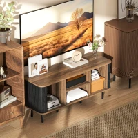 HOMCOM TV Stand Cabinet for TVs up to 55 Inches, TV Unit with Storage Shelves and Cabinets for Living Room, Black(m-9)