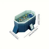 Inflatable Folding Swimming Pool with Durable PVC Construction, Blow-Up Pool with Easy Installation and Storage, 65.5" L x 42" W x 18" H, Blue(m-3)