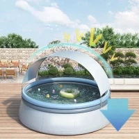 118" Outdoor Inflatable Swimming Pool with 3-Ply PVC Construction, 2000 Gallon Capacity, Fits Up to 7 People, 118" L x 118" W x 68" H, Aqua Grey(m-5)