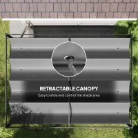 Outsunny 13' x 10' Patio Pergola with Retractable Canopy, Outdoor Sun Shelter, Yard Shade, Dark Grey(m-6)