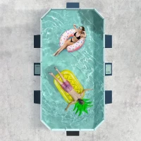Inflatable PVC Swimming Pool with Easy Storage and Installation, Durable Design, Quick Water Management, 82.5" L x 54" W x 19.5" H, Blue(m-8)