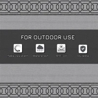 Outsunny Outdoor Rug for Patio, 9' x 18' Waterproof Large Mat, Reversible Plastic Straw Rug for Decor, Portable Outside RV Camping Area Carpet Mat for Backyard Porch Deck Picnic, Black & Gray Border(m-7)