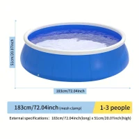 Inflatable Swimming Pool with Quick Water Management, Durable PVC Construction, Easy Setup and Storage, 72" L x 72" W x 20" H, Blue(m-3)